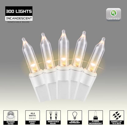 300LIGHTS(2*150L) Warm White Extra-Bright with End Connectors Christmas Decorative Lights 19.44m UL Certified Mini String Light Set Waterproof for Home Garden Holiday Tree Party Patio Wedding