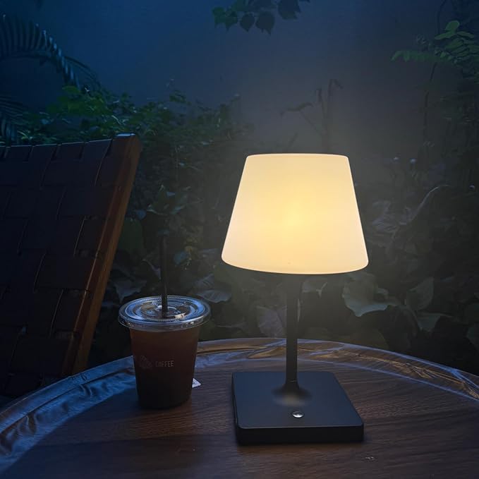 Outdoor Rechargeable Table lamp Cordless, Battery Operated Night Lights,Waterproof lamp for Shower,4000mAh LED 3 Colors Dimmable Touch Bedside Lamp for Coffee Shop Bath Patio -Black