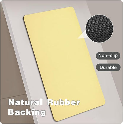 Bath Mat, Bathroom Rugs Non Slip Washable Thin Absorbent Quick Dry Bath Mat Fits Under Door Bathroom Floor Mat Perfect for Bath, Shower, or Sink 20"x48" Light Yellow