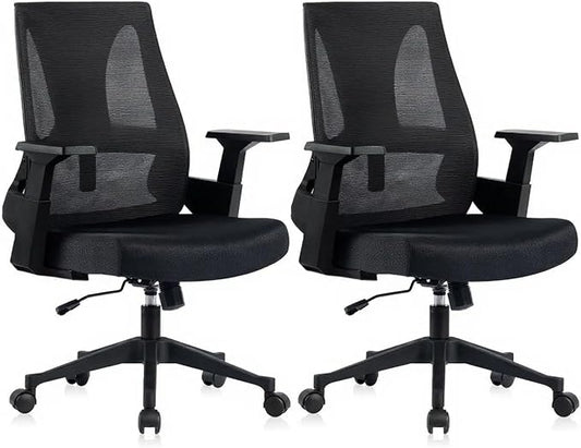 CLATINA Big and Tall Office Chair 500lbs, Heavy Duty Ergonomic Mesh Desk Chair with Lumbar Support and Armrests, Wide Seat Computer Task Chair for Home Office Study Conference Room, Black, 2pk