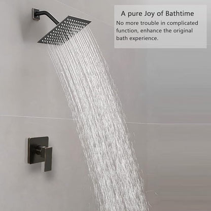 Oil Rubbed Bronze Shower Faucet Set Bathroom Rainfall Shower System with Stainless Steel Metal Shower Head Single Function Shower Trim Kit with Rough-in Valve