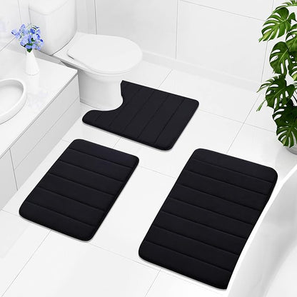 Buganda Memory Foam Bath Mat, 40" x 32", Ultra Soft and Non-Slip Bathroom Rugs, Water Absorbent and Machine Washable Bath Rug Runner for Bathroom, Shower, and Tub, Black