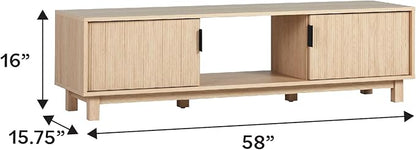 Walker Edison Arundo Fluted TV Stand for TVs up to 65 Inches, 58" TV Stand, Coastal Oak