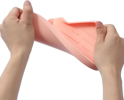 Silicone Bathroom Soap Dishes with Drain Spout-Bathroom and Kitchen Sink Organizer,Sponge Holder,Dish Soap Tray,Perfect for Dispenser,Scrubber,Bottle,Cup on Sink or Counter-Pink 9.6"×5.3"