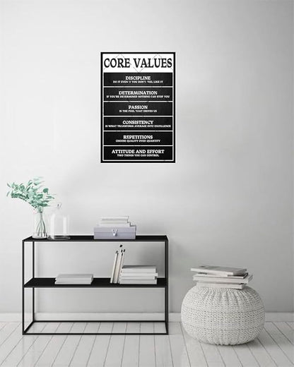 Core Values Motivational Metal Tin Sign - 12x8 Inch Inspirational Wall Art Poster, Positive Quote Office Decor for Workplace, Living Room, Bathroom, Home & Gym - Rustic Vintage Home Decoration Gift