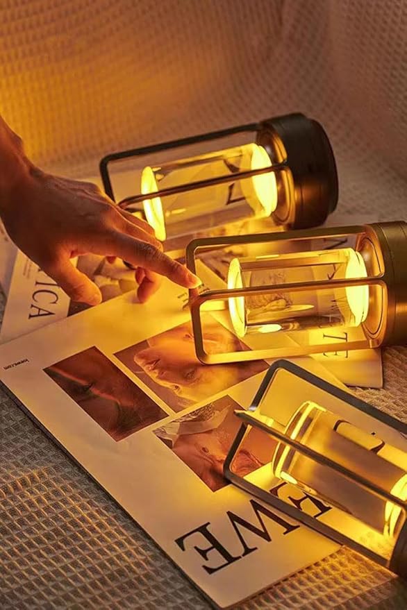 Portable Metal Table Lamp for Indoor/Outdoor ,Rechargeable Cordless LED Lamp, 3-Colour Infinitely Dimming Battery Powered Small Desk Lamp, Restaurant/Bedroom/Bar/Coffee Shop/Camping Light (Gold)