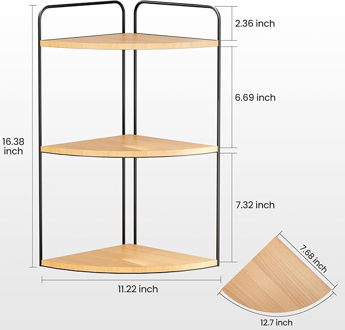 Bathroom Counter Organizer,Countertop Organizer,Vanity Organizers,Bathroom Storage,Bathroom Sink Organizers,Counter Shelf,Corner Counter,Corner Shelves(Black-Burlywood)