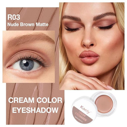 Single Cream Nude Brown Matte Eyeshadow Palette Makeup, Natural Single Mini Instant Holographic Eyeshadow For Older Women, Sombras Crema Para Ojos, Talc, Paraben & Cruelty Free, R03