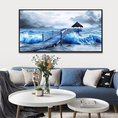 ZUITINGHUA Black Framed Canvas Wall Art For Living Room Large Wall Decor For Office Bedroom Decoration Ocean Landscape Pictures Black And White Paintings Artwork Mural Aesthetic Home Decor 30x60 In