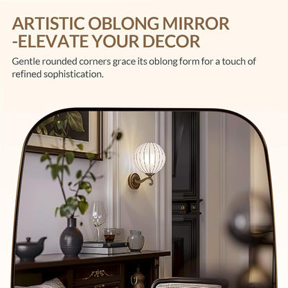 ANDY STAR Bronze Bathroom Mirror, 24x32 Oblong Vanity Mirror with Stainless Steel Metal Frame, Oil Bronze Oval Mirror for Over Sink, Modern Anti Rust Wall Mounted