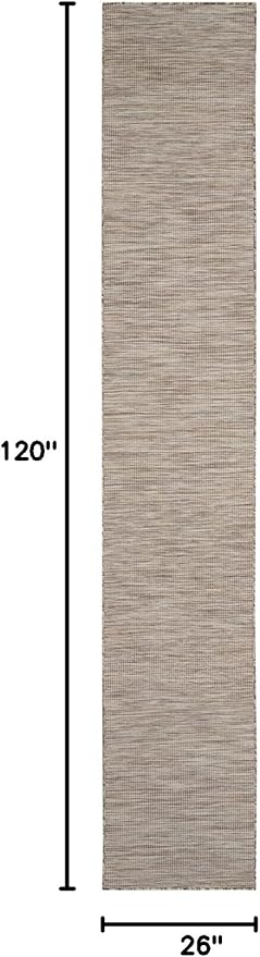 Nourison Positano Indoor/Outdoor Beige 2'2" x 10' Area Rug, Easy Cleaning, Non Shedding, Bed Room, Living Room, Dining Room, Backyard, Deck, Patio (2x10)