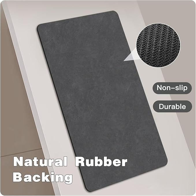 Toilet Rug, Thin Toilet Rugs U Shaped Washable Non Slip Absorbent Quick Dry Low Pile Toilet Mat, 20"x24" U Shape Dark Grey