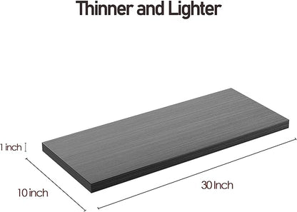 Wall Shelf Set of 2,Dark Wood Floating Shelves 30 in W x 10 in D x 1 in H, Wooden Floating Wall Shelf with Invisible Brackets for Living Room/Bedroom/Bathroom/Kitchen Storage and Decor