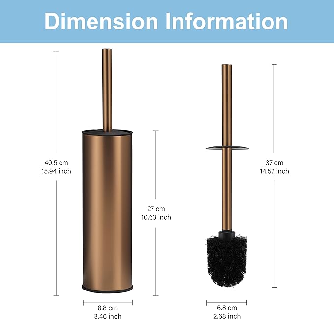 BGL Rose Gold Toilet Brush and Holder,Stainless Steel Toilet Brushes for Bathroom with Holder