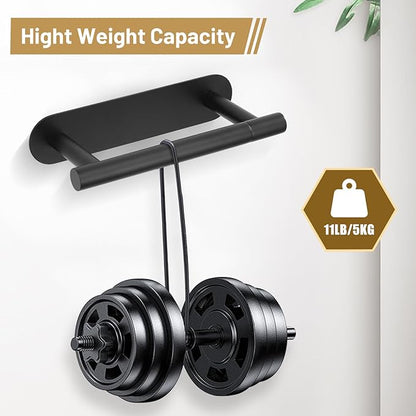 Self Adhesive Matte Black Toilet Paper Holder, SUS304 Stainless Steel Toilet Roll Holder, Double Base Paper Towel Holder Wall Mount No Drilling for Bathroom, Kitchen, Washroom