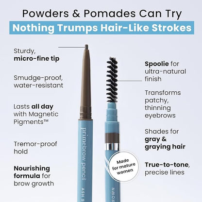 PrimeBrow Pencil for Mature Women ?€? Ultra-Precise Tip for Natural, Hair-Like Strokes ?€? Smudge-Proof & Long-Lasting Wear ?€? Great for Thinning, Sparse, or Graying Brows (Taupe)