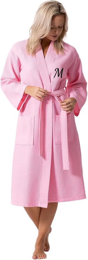 Turkish Linen Waffle Knit Lightweight Kimono Spa & Bath Robes for Women - Quick Dry - Soft