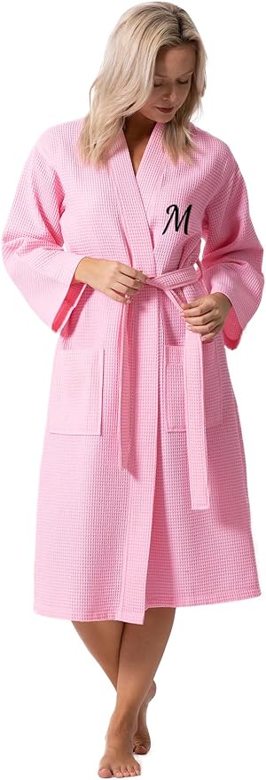 Turkish Linen Waffle Knit Lightweight Kimono Spa & Bath Robes for Women - Quick Dry - Soft