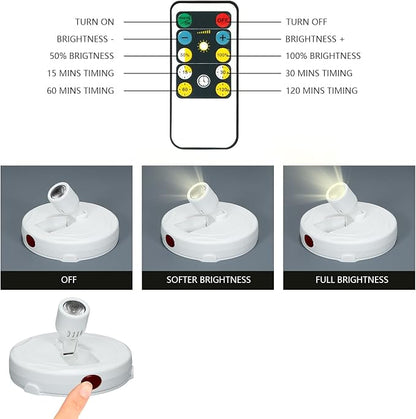 Cordless Spotlight Battery Powered, LED Accent Lighting with Remote and Timer, Display Puck Lights, Stick Uplight for Tree Portrait Gallery Picture Dartboard Painting Art Photo Plant