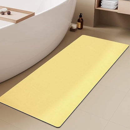 Bathroom Mat Quick Dry, Bathroom Rugs Non Slip Washable Thin Absorbent Bath Mat Fits Under Door Bathroom Floor Mat Perfect for Bath, Shower, or Sink 24"x70" Light Yellow