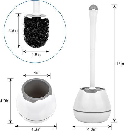 Toilet Bowl Brush and Holder, 2 Pack with Long Handle, Plastic Holder Easy to Hide, Drip-Proof, Deep Cleaning