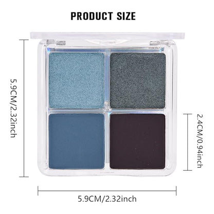 Powder Eyeshadow Quad, Blue Taupe Matte Shimmer Eye Shadow Palette Makeup, Neutral Vegan Eye Shadow Palette for Older Women Pigmented Waterproof, paleta de sombras de ojos, Blendable,13