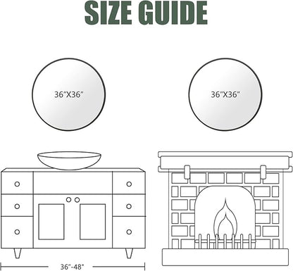 BEAUTYPEAK Circle Mirror Gold 36 Inch Wall Mounted Round Mirror with Brushed Metal Frame for Bathroom, Vanity, Living Room, Bedroom, Entryway Wall Decor (Gold, 36 Inches)