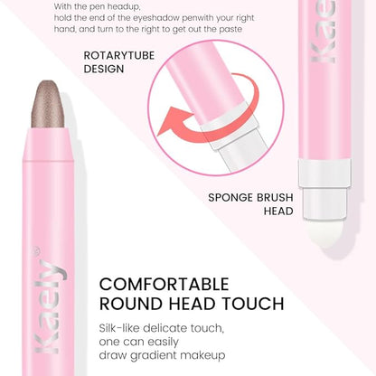 evpct 1Pcs Taupe Shimmer Cream Eye Shadow Brightener Sticks for Eyes Waterproof Pigmented, Double Ended Cream Eyeshadow Stick Pencil Pen with Applicator, Eye Shadow Palette Highlighter Makeup 19