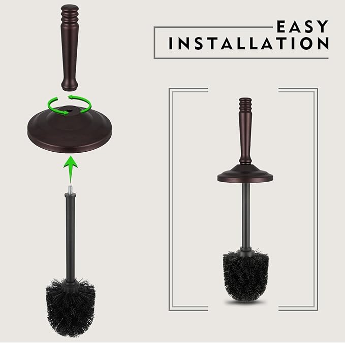 Bronze Toilet Brush and Holder Set, Stainless Steel Toilet Brush for Bathroom,Heavy Duty Bronze Toilet Bowl Brush and Holder,Deep Cleaning Modern Toilet Cleaner Brush -Space Saving, Covered Brush