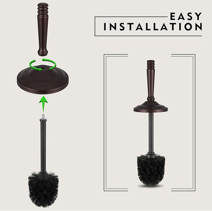 Bronze Toilet Brush and Holder Set, Stainless Steel Toilet Brush for Bathroom,Heavy Duty Bronze Toilet Bowl Brush and Holder,Deep Cleaning Modern Toilet Cleaner Brush -Space Saving, Covered Brush