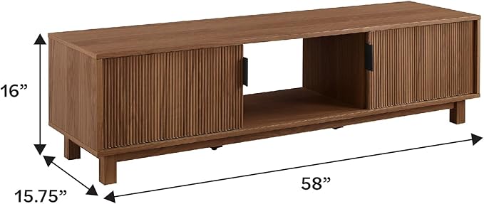 Walker Edison Arundo Fluted TV Stand for TVs up to 65 Inches, 58" TV Stand, Mocha