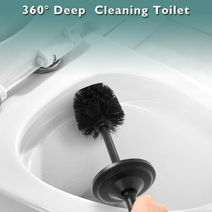 Black Toilet Brush and Holder Set, Stainless Steel Toilet Brush for Bathroom,Heavy Duty Black Toilet Bowl Brush and Holder,Deep Cleaning Modern Toilet Cleaner Brush -Space Saving, Covered Brush