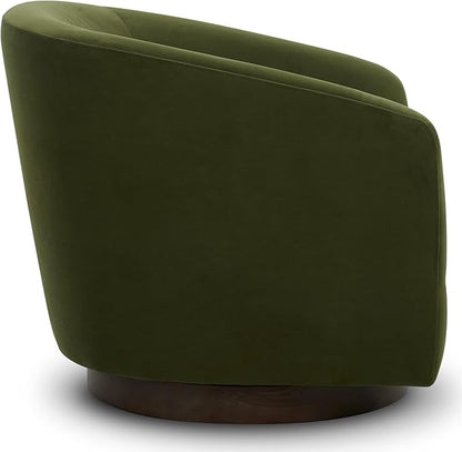 CHITA Swivel Accent Chair, FSC Certified Upholstered Velvet Barrel Chair for Living Room, Fully Assembled, Forest Green