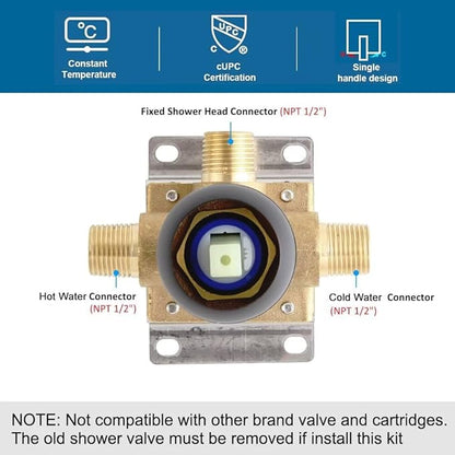 POP SANITARYWARE Ceiling Mount Shower Faucet Set Matte Black Bathroom 10 Inch Rainfall Mixer Shower Head System Single Handle Shower Trim Kit with Rough-in Valve