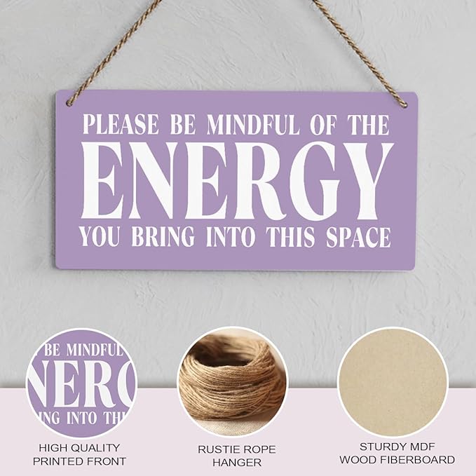 Purple Decor Spiritual Meditation Room Decor Inspirational Spa Decoration Positive Affirmations Wall Wood Plaque Sign Hanging Door Sign Home Office Yoga Room Decoration