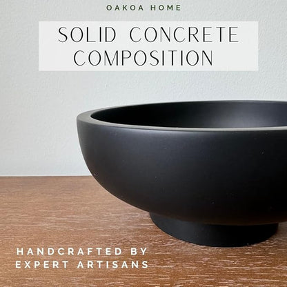 OAKOA Concrete Black Decorative Bowl for Home Decor - Black Fruit Bowl - Modern Pedestal Coffee Table Bowl for Entryway Table