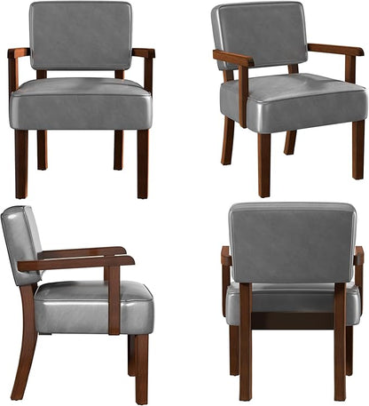 PU Leather Accent Chair, Oversized Living Room Chairs with Soft Seat and Armrests, Armchair for Bedroom, Dinning, Reading, Waiting Rooms