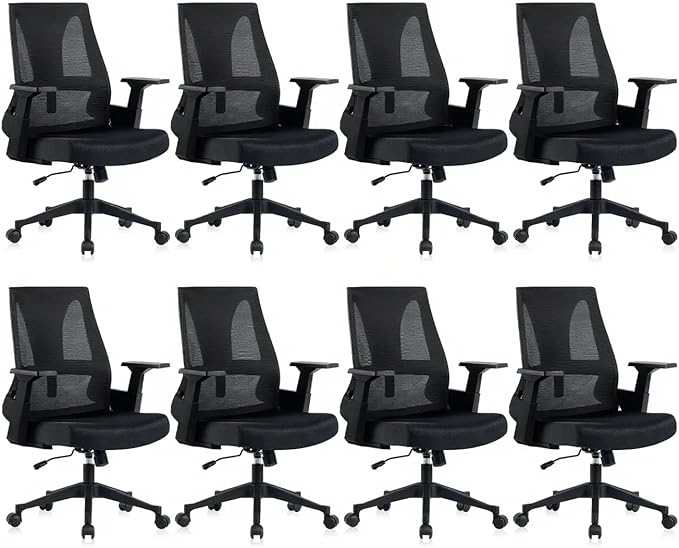 CLATINA Big and Tall Office Chair 500lbs, Heavy Duty Ergonomic Mesh Desk Chair with Lumbar Support and Armrests, Wide Seat Computer Task Chair for Home Office Study Conference Room, Black, 8pk