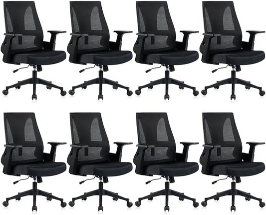CLATINA Big and Tall Office Chair 500lbs, Heavy Duty Ergonomic Mesh Desk Chair with Lumbar Support and Armrests, Wide Seat Computer Task Chair for Home Office Study Conference Room, Black, 8pk