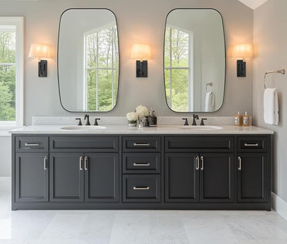 ANDY STAR 24x40” Black Bathroom Mirror, Oblong Vanity Mirror with Stainless Steel Metal Frame, Matte Black Oval Mirror for Over Sink, Modern Anti Rust Wall Mounted