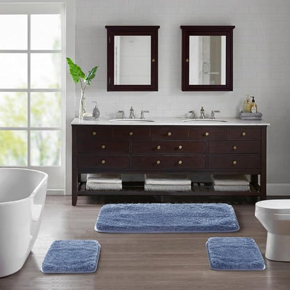 Suchtale Bath Rug for Bathroom Non Slip Bathroom Mat (20 x 32, Blue) Water Absorbent Soft Microfiber Shaggy Bath Rug Machine Washable Bath Mat for Bath Thick Plush Shower Mat