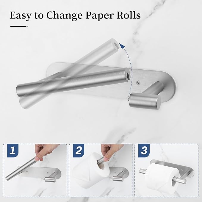 Brushed Nickel Toilet Paper Holder, Upgraded SUS304 Stainless Steel Toilet Roll Holder, Modern Double Base Paper Towel Holder Wall Mount for Bathroom, Kitchen, Washroom