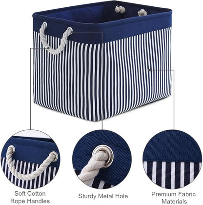 TcaFmac Organization and Storage Basket for Shelves - Large 2 Pack 16x12x12 inch Fabric Storage Cubes, Collapsible Storage Bins for Gift Closet Cloth Toy Books Kids (Navy Patchwork)