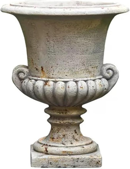 Vintage European Garden Urn Planter, Decorative Cement and Fiber Flower Pot, Make Antiqued Finished, H=19.7in, Wrap Foam Safely Delivered from Local Warehouse (Antiqued, Medium)