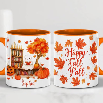 Personalized Fall Ghost Coffee Mugs - Ghost Lover Mugs Gift for Women Men - Fall Autumn Decor Gifts For Home Farmhouse Thanksgiving - Happy Fall Y'all Mug - 11oz Printed Ceramic Mug