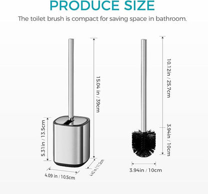 Toilet Brush and Holder Set Toilet Bowl Brush Stainless Steel Automatic Toilet Bowl Cleaner Brush with Durable Bristle Head Toilet Cleaning Brush for Bathroom 2 Pack Set SS