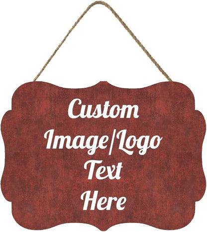 Personalized Wooden Welcome Sign Front Door Decor - Customized Text/Images - Farmhouse Style - 11.2 * 8 Inch