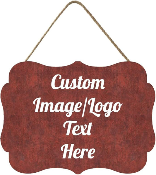 Personalized Wooden Welcome Sign Front Door Decor - Customized Text/Images - Farmhouse Style - 11.2 * 8 Inch