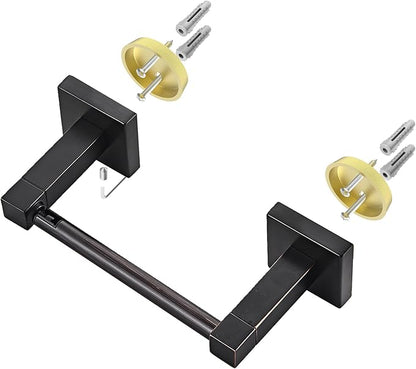 Ruacq Toilet Paper Holder Oil Rubbed Bronze-Toilet Paper Holder Wall Mount Double Post Pivoting Square-Toilet Tissue Roll Holder Rustproof Stainless Steel