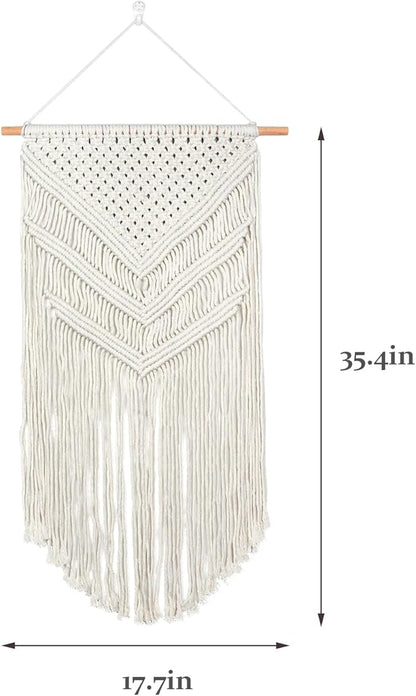 JONKASIPA Macrame Woven Wall Hanging, Bohemian Wall Decor, Handmade Woven Tapestry with Tassels, Delicate Lace Decor Crafts for Bedroom,Living Room or Farmhouse (Beige)
